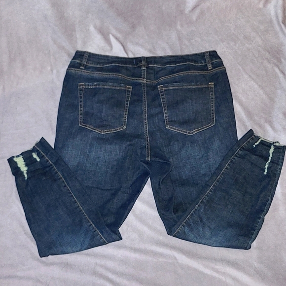 LANE BRYANT Mid-Rise Super Stretch Skinny Destressed Jeans - Picture 3 of 9